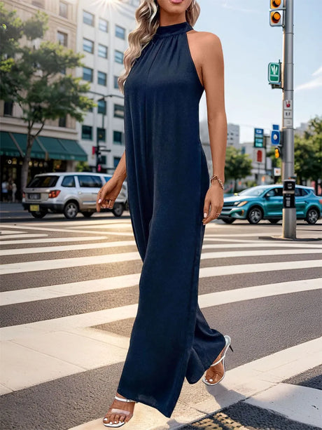 Perfee Tied Grecian Wide Leg Jumpsuit - V.I.P Digital Presence