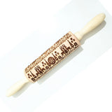 Wooden Rolling Pin Beechwood Laser Engraved Printed Rolling Pin Embossing Christmas Flip Sugar Cookie Rolling Pin - V.I.P Digital Presence