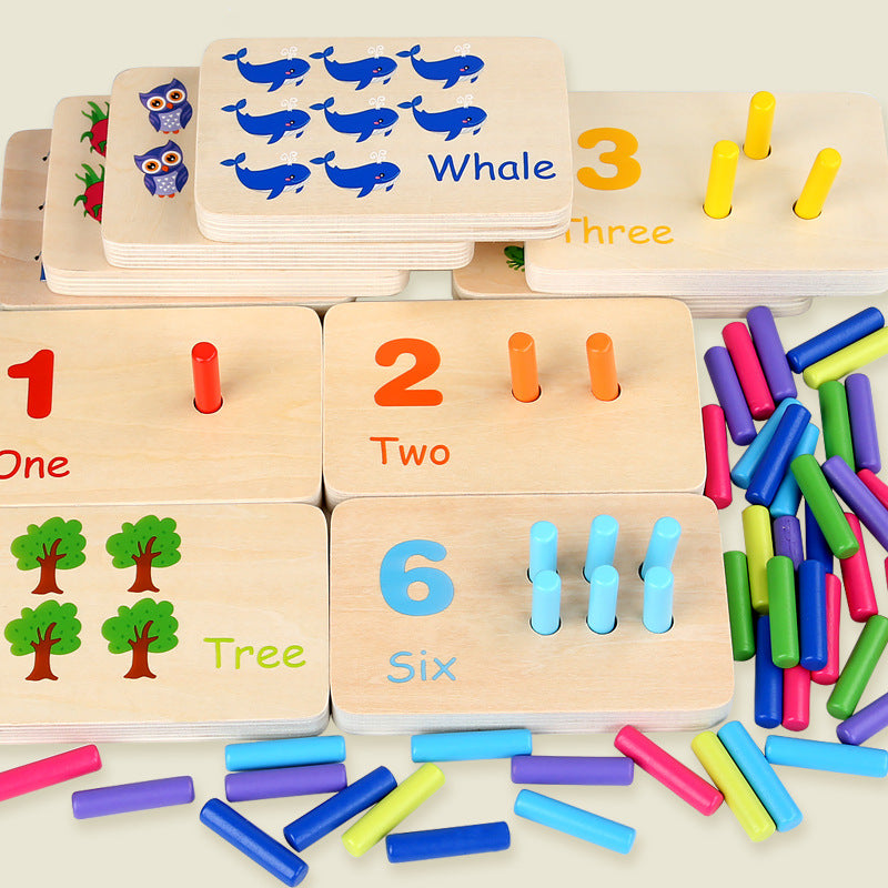 Montessori Sensory Early Education Mathematics Learning Stick Color Cognitive Matching Board Wooden Stick Game Puzzle Toy - V.I.P Digital Presence