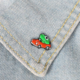Frog Driver Enamel Pin Small Red Car Brooch Backpack Clothes Lapel Funny Animal Frog Jewelry Gift for Friends Children - V.I.P Digital Presence