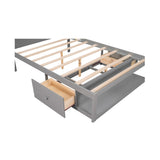 Full Size Platform Bed with Drawer on the Each Side and Shelf on the End of the Bed Gray