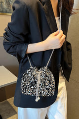 Sequin Chain Drawstring Bucket Bag - V.I.P Digital Presence