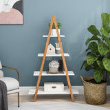 Solid bamboo wood oxford “A”frame ladder display bookshelf - V.I.P Digital Presence