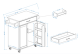 Kitchen island rolling trolley cart with 1 drawer & 2 doors with storage racks & Adjustable Shelves & towel rack - V.I.P Digital Presence