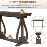 48-Inch Rustic Vintage Console Table --- Farmhouse Style Entryway Table with Open Shelf and Sturdy Construction (Walnut) - V.I.P Digital Presence