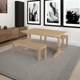 TREXM 3-piece retro dining table, rectangular stand table, and 2 4-person wooden stools (made of natural wood) - V.I.P Digital Presence