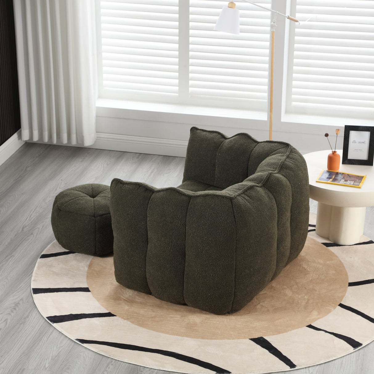 Soft Bean Bag Chair with High Resilient Foam(Chips)for living room and bedroom,Comfortable Square Lazy Sofa with Footstool - V.I.P Digital Presence