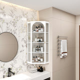 Glass Door Wall Mounted Corner Cabinet with Featuring Four-tier Storage  White