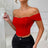 Fishbone waist cinched strapless camisole vest corset one shoulder short sleeved top for women - V.I.P Digital Presence