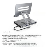 4K/60Hz Gigabit Ethernet Port USB 3.0 Splitter Hub Converter Flat Panel Rotary Stand Type-c Docking Station