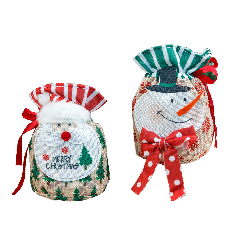 Christmas Apple Bag Accessories Linen Cartoon Santa Claus Snowman Gift Bag Candy Bag Gift Bag - V.I.P Digital Presence