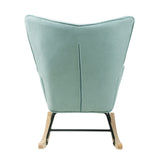 Rocking Chair with ottoman, Mid Century Fabric Rocker Chair with Wood Legs and Patchwork Linen for Livingroom Bedroom - V.I.P Digital Presence