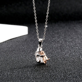 S925 sterling silver little girl and dog embrace necklace for women fashionable and simple contrasting color collarbone chain - V.I.P Digital Presence