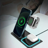 Base de carga inalámbrica 3 en 1 para iPhone 14, 13, 12, 11, X, iWatch 8, 7, Airpods, plegable, 15 W, estación de carga rápida