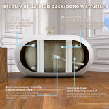 51 Inch Acrylic Freestanding Bathtub Contemporary Soaking White Tub with Overflow and Pop-up Drain Glossy White - V.I.P Digital Presence