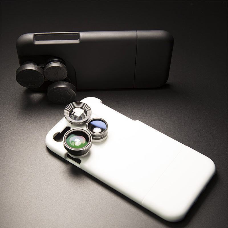 4 in 1 Mobile Phone Lensese Cases Full Coverage For iPhone X 8 7 6S 6 Plus Wide Angle Macro Fisheye Phone Lenses Black Case - V.I.P Digital Presence