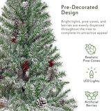 Pre-lit Xmas Tree Artificial Christmas 4-Piece Set,Garland, Wreath and Set of 2 Entrance Trees X-mas - V.I.P Digital Presence