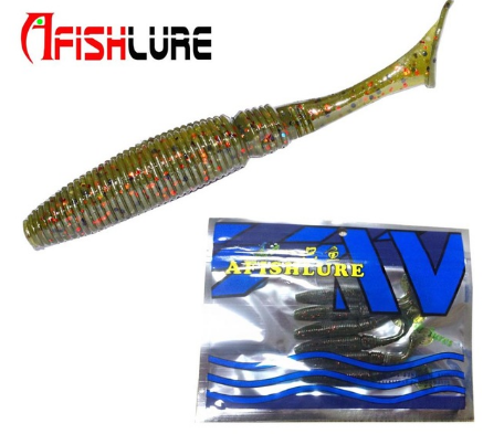 AFISHLURE 6 piezas/lote T Tail Soft Worm 3,2 g 75 mm Paddle wobbler señuelo de pesca para lubina cebo de pesca Grub Swimbait 