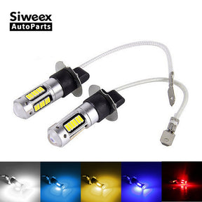 2Pcs H3 H1 W5W T10 White 4014 Chips 30 SMD High Power LED Fog Light Headlight Lamps Bulb Lens DC 12V - V.I.P Digital Presence