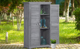 Wooden Garden Shed 3-tier Patio Storage Cabinet Outdoor Organizer Wooden Lockers with Fir Wood (Gray Wood Color -Shutter Design) - V.I.P Digital Presence
