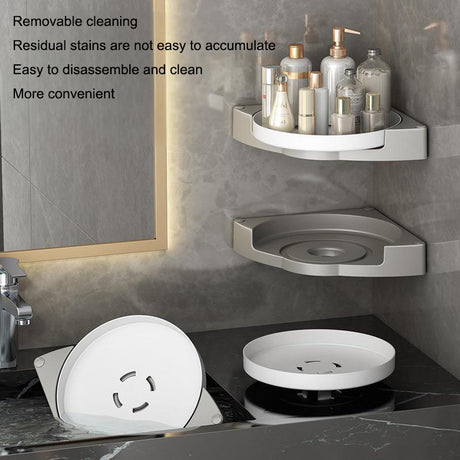 Rotating toilet triangle storage rack wall mounted bathroom toilet no drilling wall corner shower gel storage rack - V.I.P Digital Presence