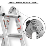 17ft Multi-Position Foldable Aluminum Ladder, A-Frame and Straight Ladder, ANSI 250lbs - V.I.P Digital Presence