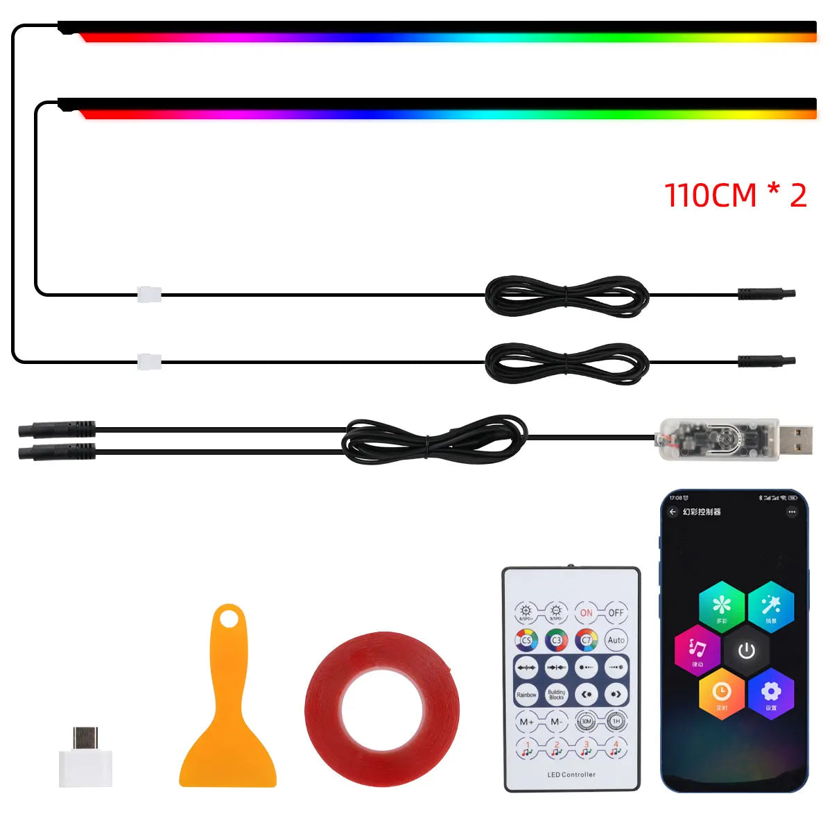 10 in 1 Car LED Acrylic Light Strip RGB Symphony Auto Interior Strip Lights Remote/APP Control Decorative Atmosphere Lamp - V.I.P Digital Presence
