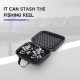 Bolsa portátil de EVA para carretes de pesca, resistente a golpes, impermeable, funda protectora para carretes, estuche de almacenamiento para 1 o 2 carretes de pesca.