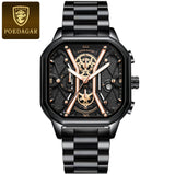 POEDAGAR Fashion Men Luxury Wristwatches Chronograph Luminous Waterproof Date Man Watch Square Dial Leather Quartz Men's Watches - V.I.P Digital Presence