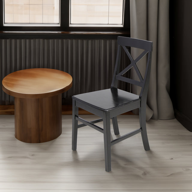 Roshan Farmhouse Acacia Wood Dining Chairs, Black (Set of 2) - V.I.P Digital Presence