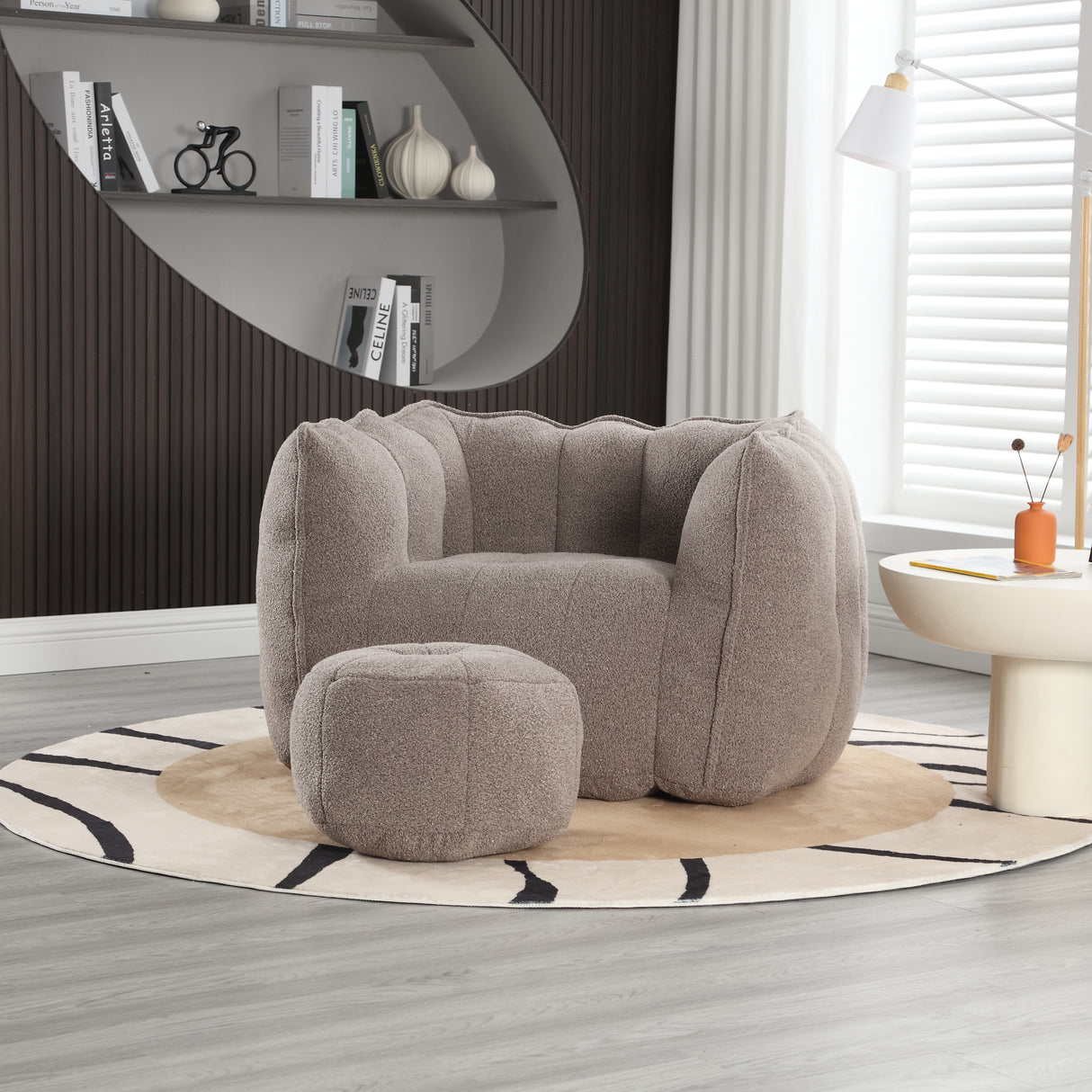 Soft Bean Bag Chair with High Resilient Foam(Chips)for living room and bedroom,Comfortable Square Lazy Sofa with Footstool - V.I.P Digital Presence