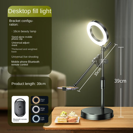 Mobile Phone Overhead Shooting Stand for Food Photography, Drawing, and Live Streaming - Adjustable Dual-Camera Position Desktop Phone Holder with Fill Light - V.I.P Digital Presence