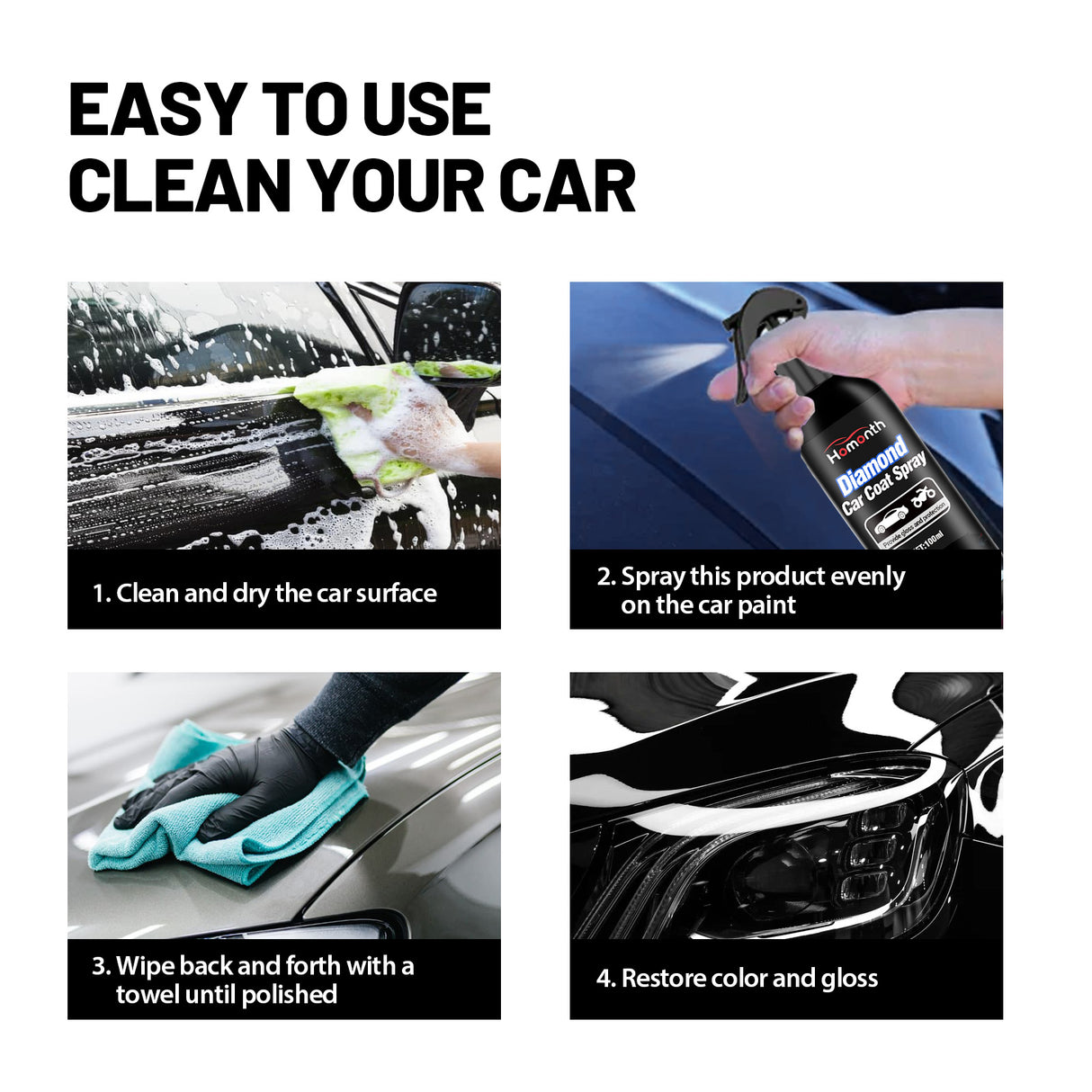 Diamond Car Coat Spray, Car Paint Maintenance Refurbished Paint Surface Cleaning Decontamination Brightening Polishing Coating Spray - V.I.P Digital Presence