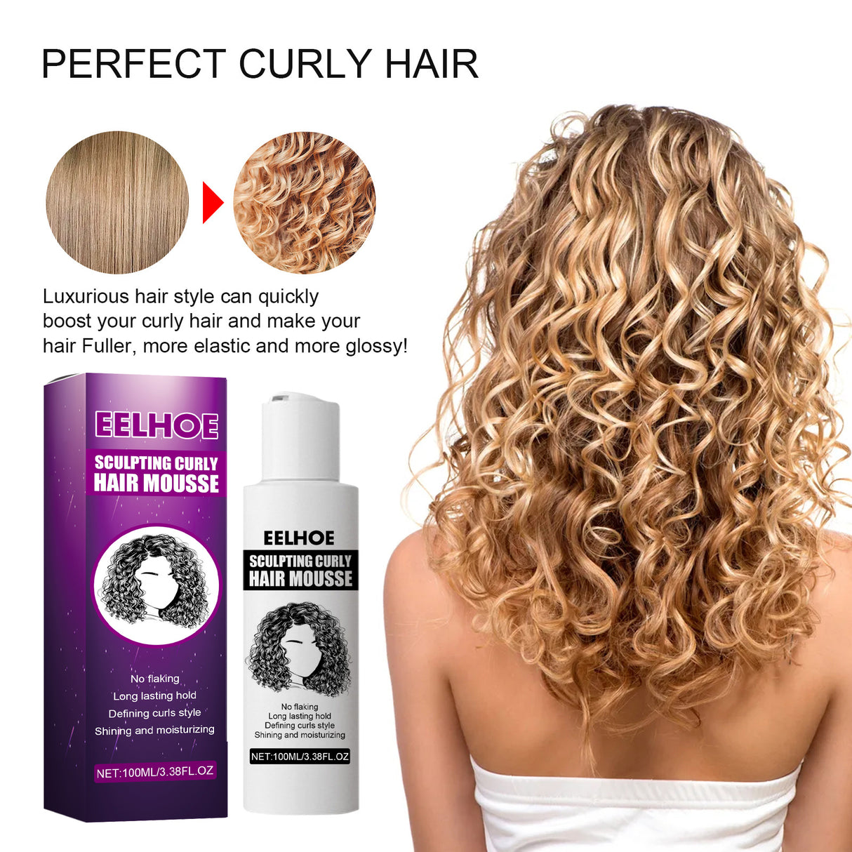 Curly Hair Styling Elastin, Curly Hair Moisturizing And Fluffing Hair Styling Elastin - V.I.P Digital Presence