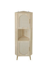 Corner cabinet ,Rattan door,Freestanding Corner Tables For Small Spaces, Corner Shelf Stand For Living Room, Kitchen, Bathroom - V.I.P Digital Presence