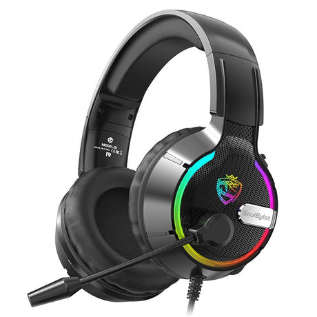 Head mounted gaming headset Soulbytes S19 wired RGB computer headset anchor gaming headset - V.I.P Digital Presence