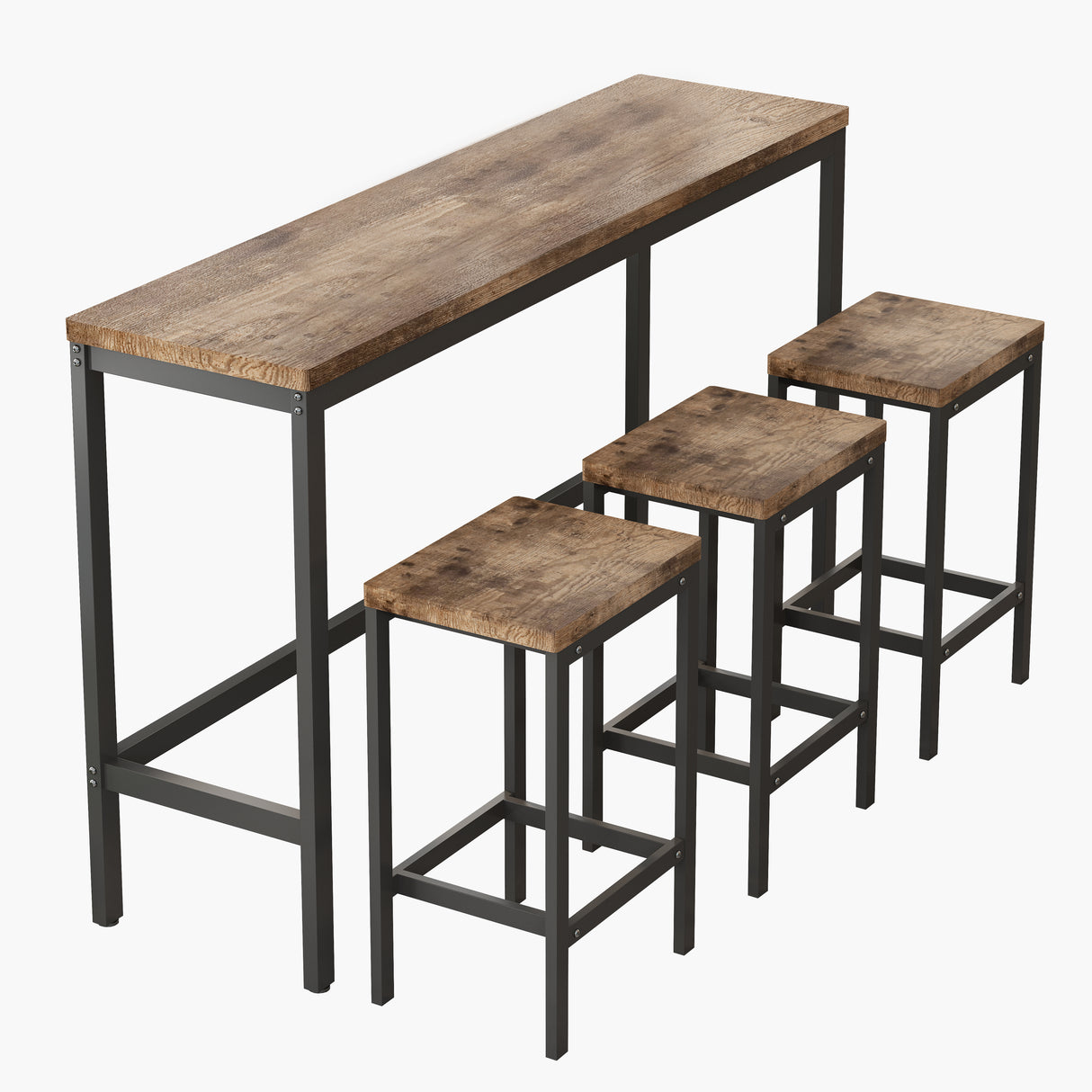 Modern Design Kitchen Dining Table Pub Table Long Dining Table Set with 3 Stools Easy Assembly Natural - V.I.P Digital Presence
