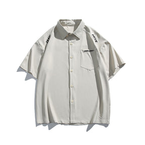 Simple letter embroidery casual short sleeved shirt men's half sleeved shirt - V.I.P Digital Presence