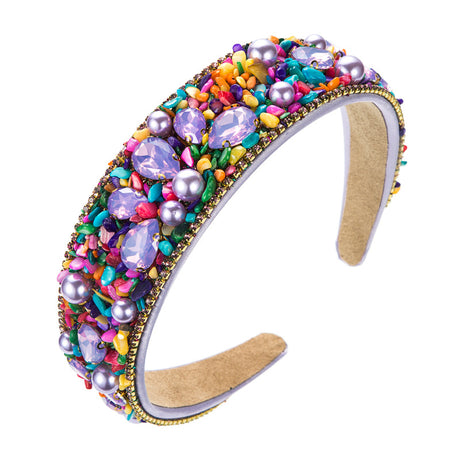 Personalized Design Colorful Turquoise Diamond Inlaid Wide Edge Fabric Candy Colored Headband Temperament Headwear - V.I.P Digital Presence