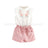 INS Children's Clothing Girls Embroidered Flowers Ruffled Lace Sleeveless Shirt Two-Color Shorts Set - V.I.P Digital Presence