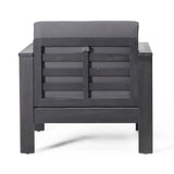 ( Set of 2) Outdoor Acacia Wood Club Chairs with Cushions, Dark Gray, 27.75"D x 32"W x 27.75"H - V.I.P Digital Presence
