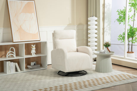 JiaDa Upholstered Swivel Glider.Flannel fabric.Rocking Chair for Nursery in Beige.Modern Style One Left Bag - V.I.P Digital Presence