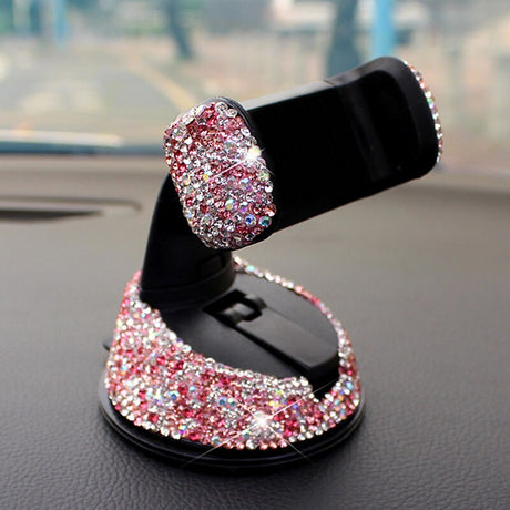 3 in 1 360 Degree Car Phone Holder for Car Dashboard Auto Windows and Air Vent with DIY Crystal Diamond Type for BMW for Toyota - V.I.P Digital Presence