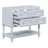 36" Bathroom Vanity Cabinet without Sink Standing Vanity Set with 4 Drawers& Soft Closing Doors Blue (NOT INCLUDE BASIN SINK) - V.I.P Digital Presence