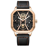 POEDAGAR Fashion Men Luxury Wristwatches Chronograph Luminous Waterproof Date Man Watch Square Dial Leather Quartz Men's Watches - V.I.P Digital Presence