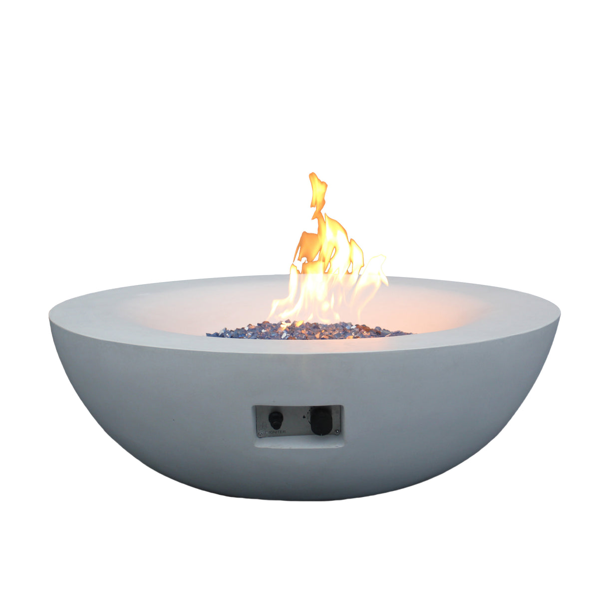 42 Inch Outdoor Concrete Propane gas Fire Pit bowl in Antique white color - V.I.P Digital Presence
