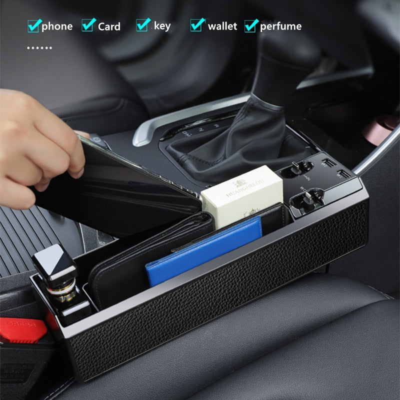 Fast Charging Car Seat Crevice Storage Box Seat Gap Slit Pocket Catcher Organizer Universal Car Seat Organizer Card Phone Holder - V.I.P Digital Presence