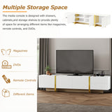 Luxury Fluted TV Stand for TVs Up to 80'', Modern Entertainment Center with Storage Cabinets & Drawer White - V.I.P Digital Presence