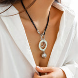 Ins Wind Circle CCB Leather Wax Thread Necklace Irregular Metallic Clavicle Chain Set - V.I.P Digital Presence
