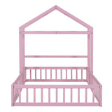 Wooden Full Size Children's Bed with Detachable Headboard and Integrated Clothes Drying Rack, Pink - V.I.P Digital Presence